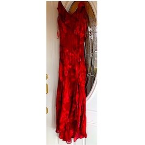 Red flower beaded maxi dress